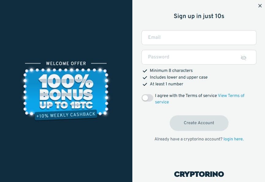 Cryptorino Casino inscription