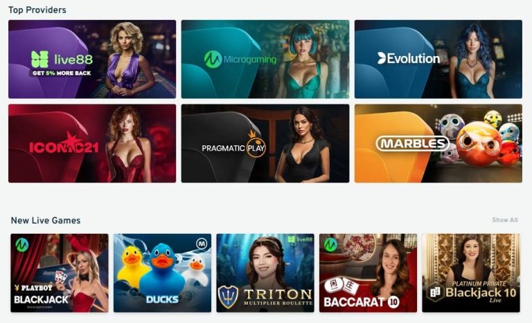 Cryptorino Casino jeux live